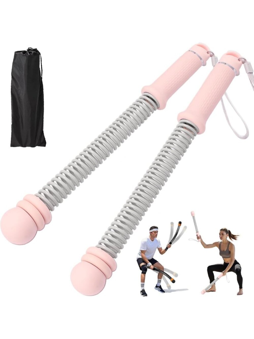 Portable Cordless Ropeless Battle Pink Ropes Weighted HIIT Training Sticks